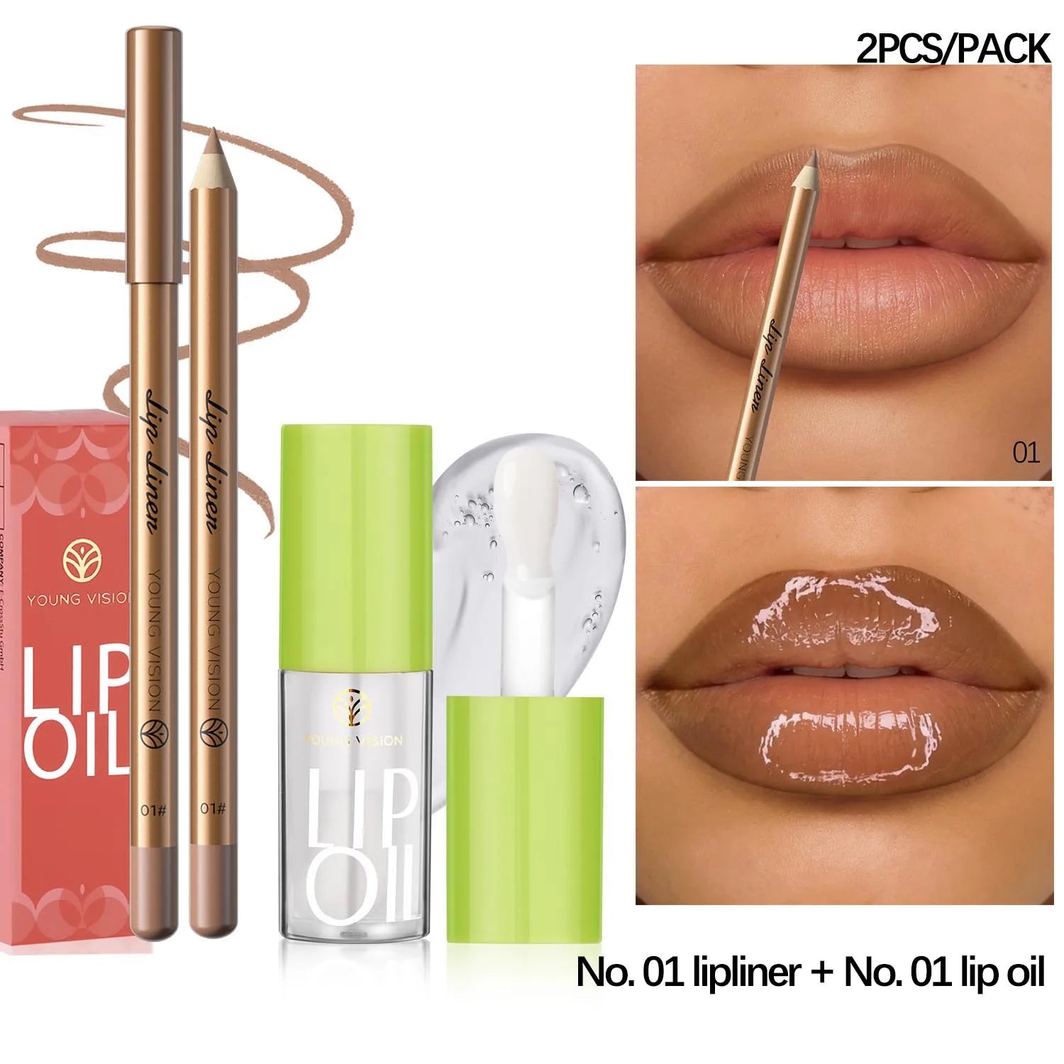 USHAS' 12 Color Lip Liner + LIPSTICK Nude lipstick
