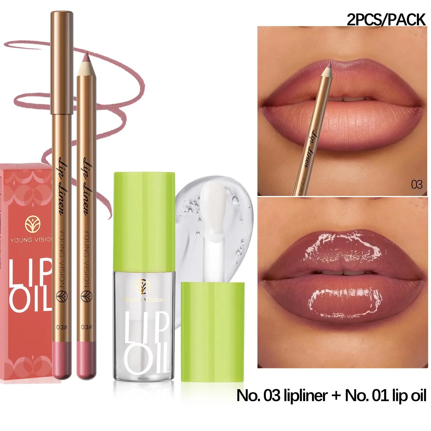 USHAS' 12 Color Lip Liner + LIPSTICK Nude lipstick