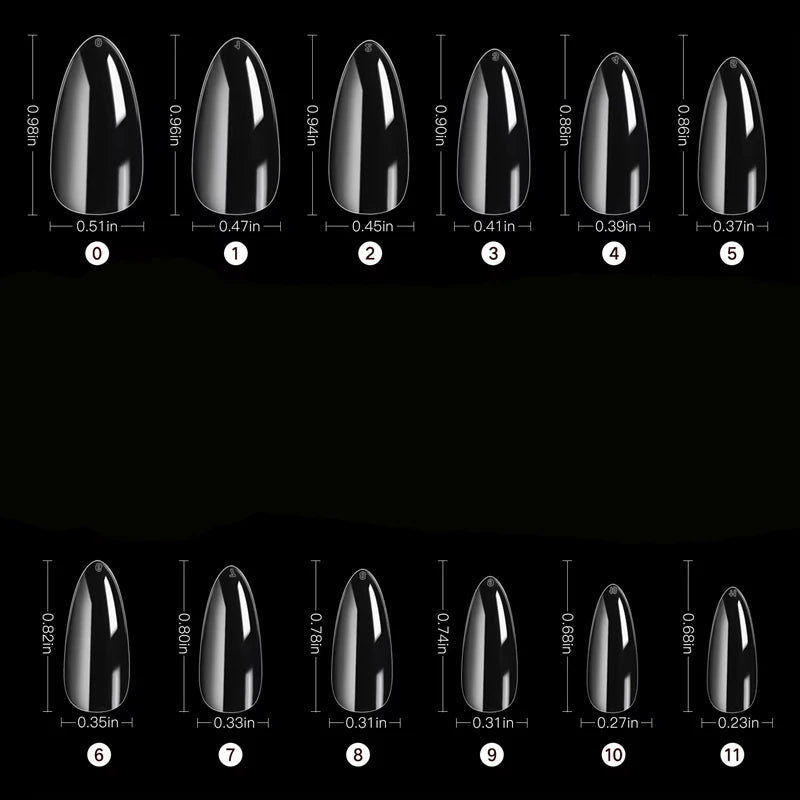 Almond False Nail Tips Clear Matt Soft
