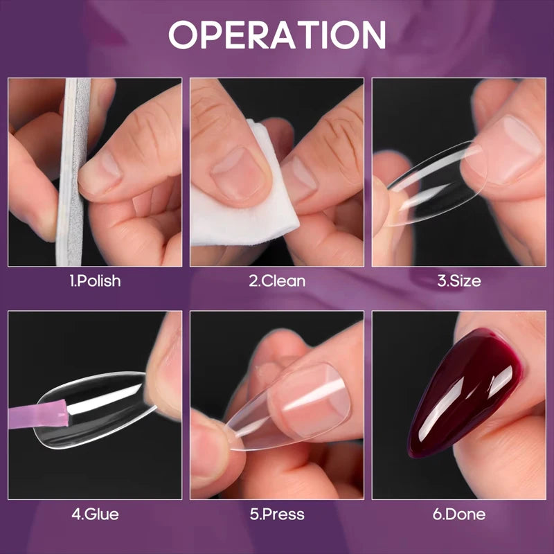 Almond False Nail Tips Clear Matt Soft