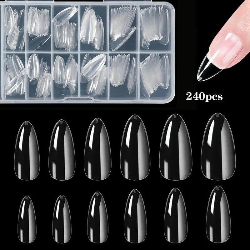 Almond False Nail Tips Clear Matt Soft