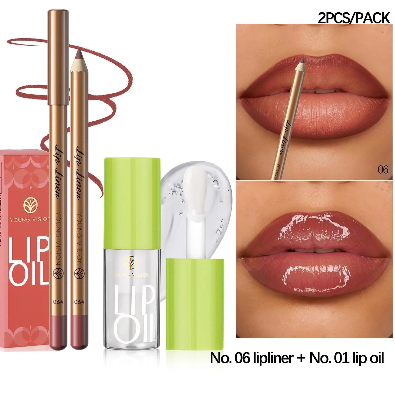 USHAS' 12 Color Lip Liner + LIPSTICK Nude lipstick