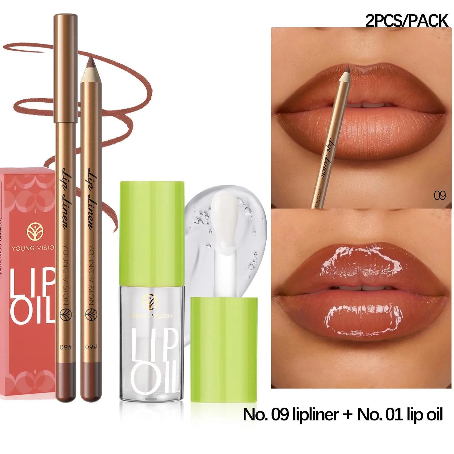 USHAS' 12 Color Lip Liner + LIPSTICK Nude lipstick