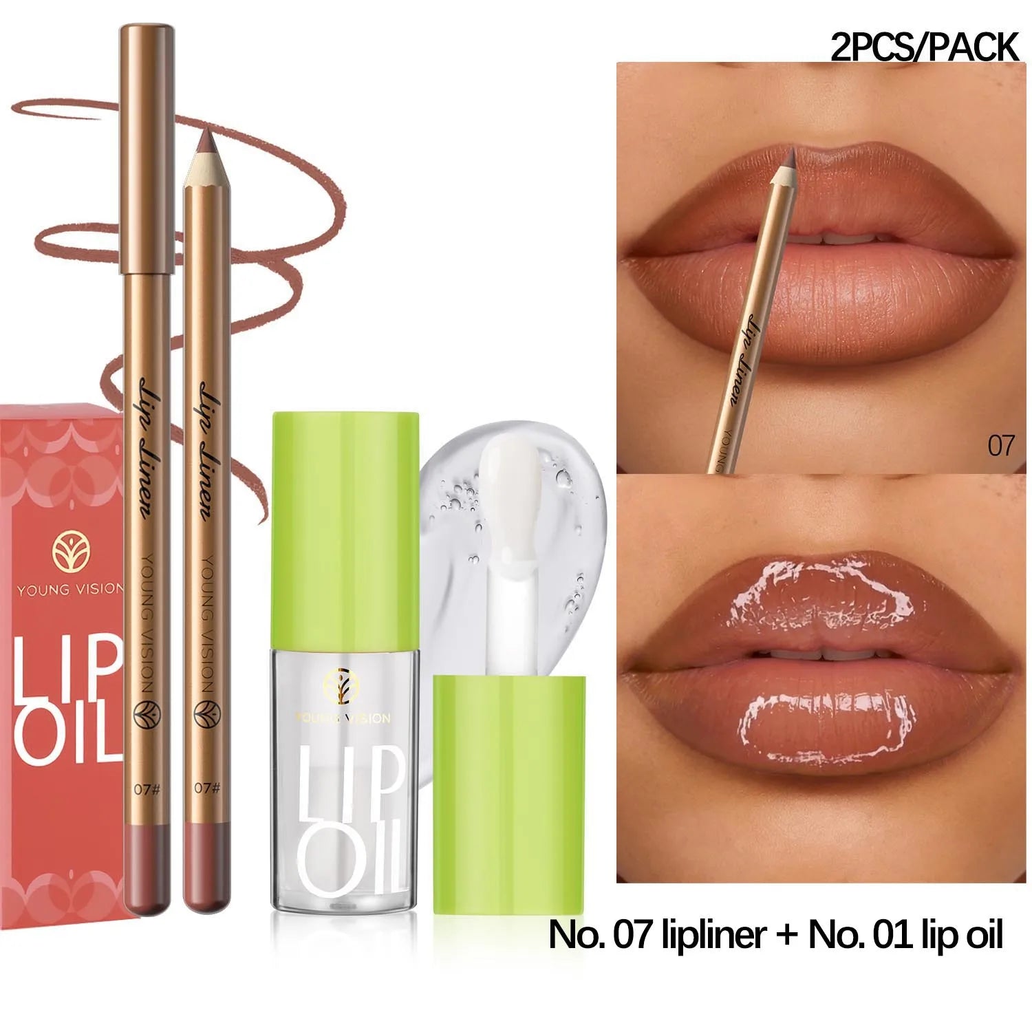 USHAS' 12 Color Lip Liner + LIPSTICK Nude lipstick
