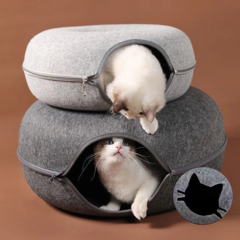 Donut Cat Bed Interactive Tunnel