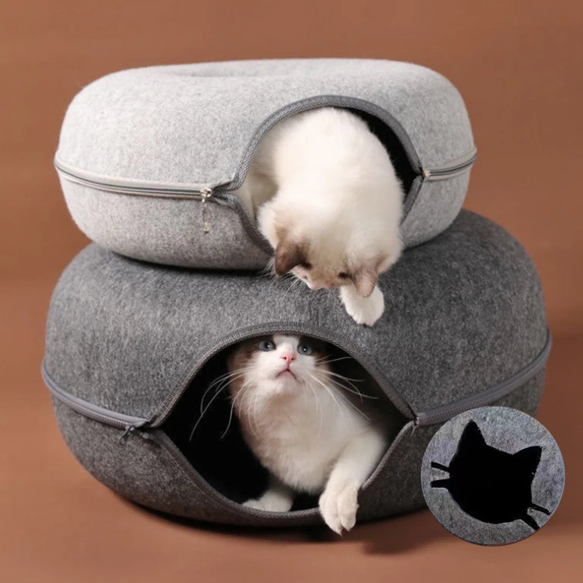 Donut Cat Bed Interactive Tunnel