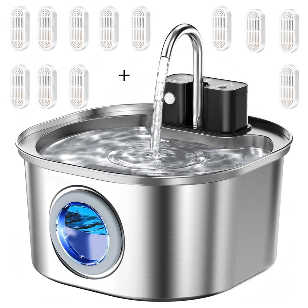 3L Stainless Steel Wireless Cat Water Fountain