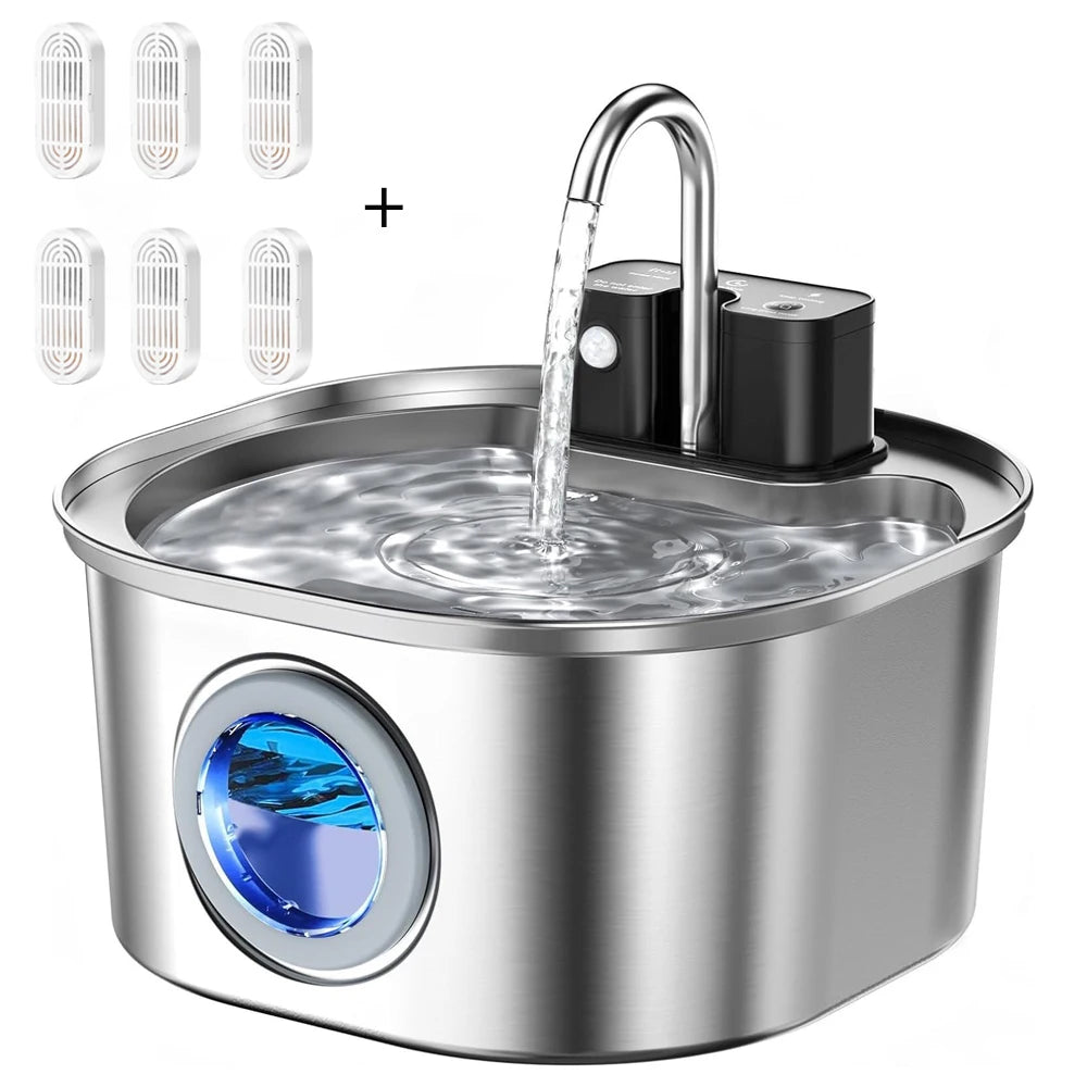 3L Stainless Steel Wireless Cat Water Fountain