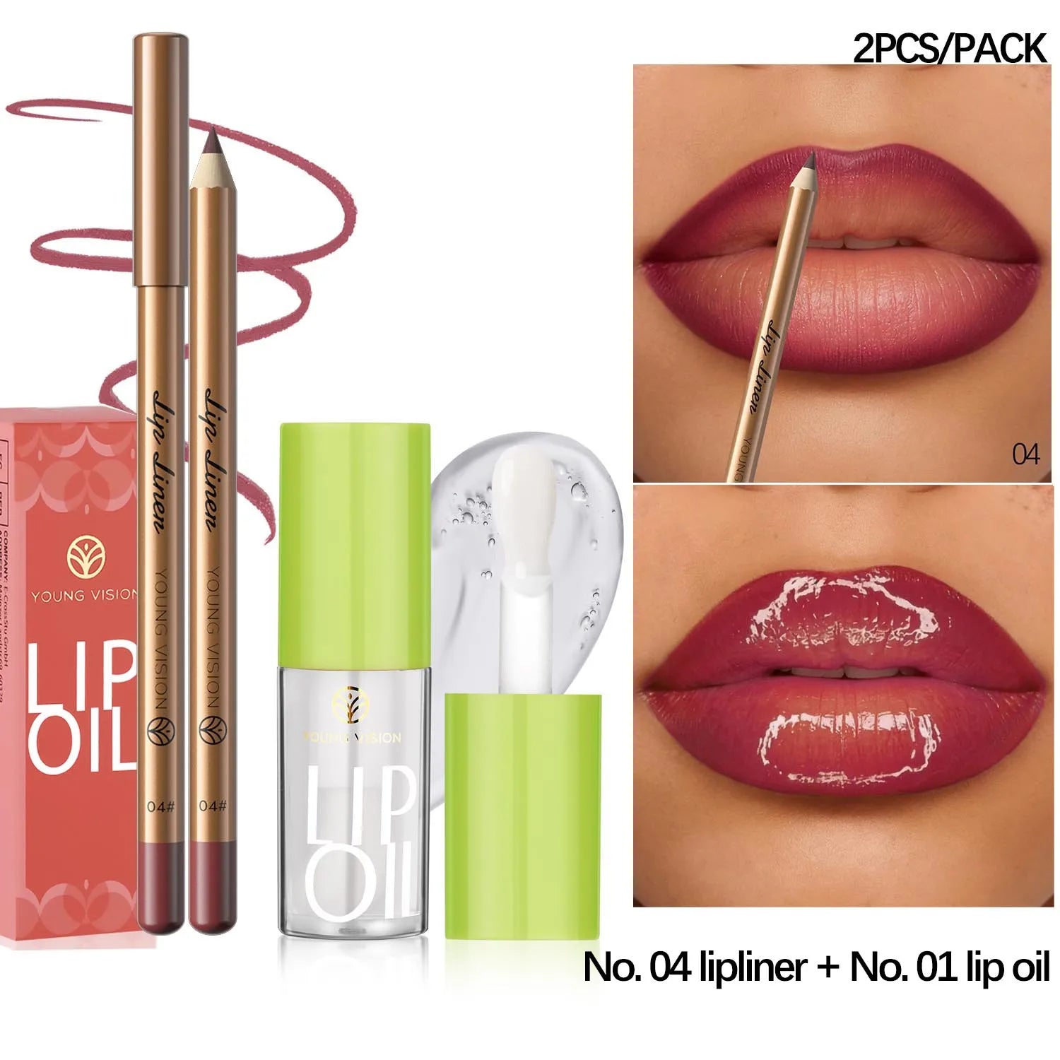 USHAS' 12 Color Lip Liner + LIPSTICK Nude lipstick