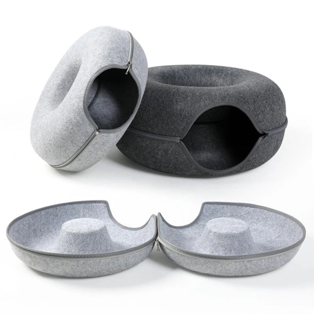 Donut Cat Bed Interactive Tunnel