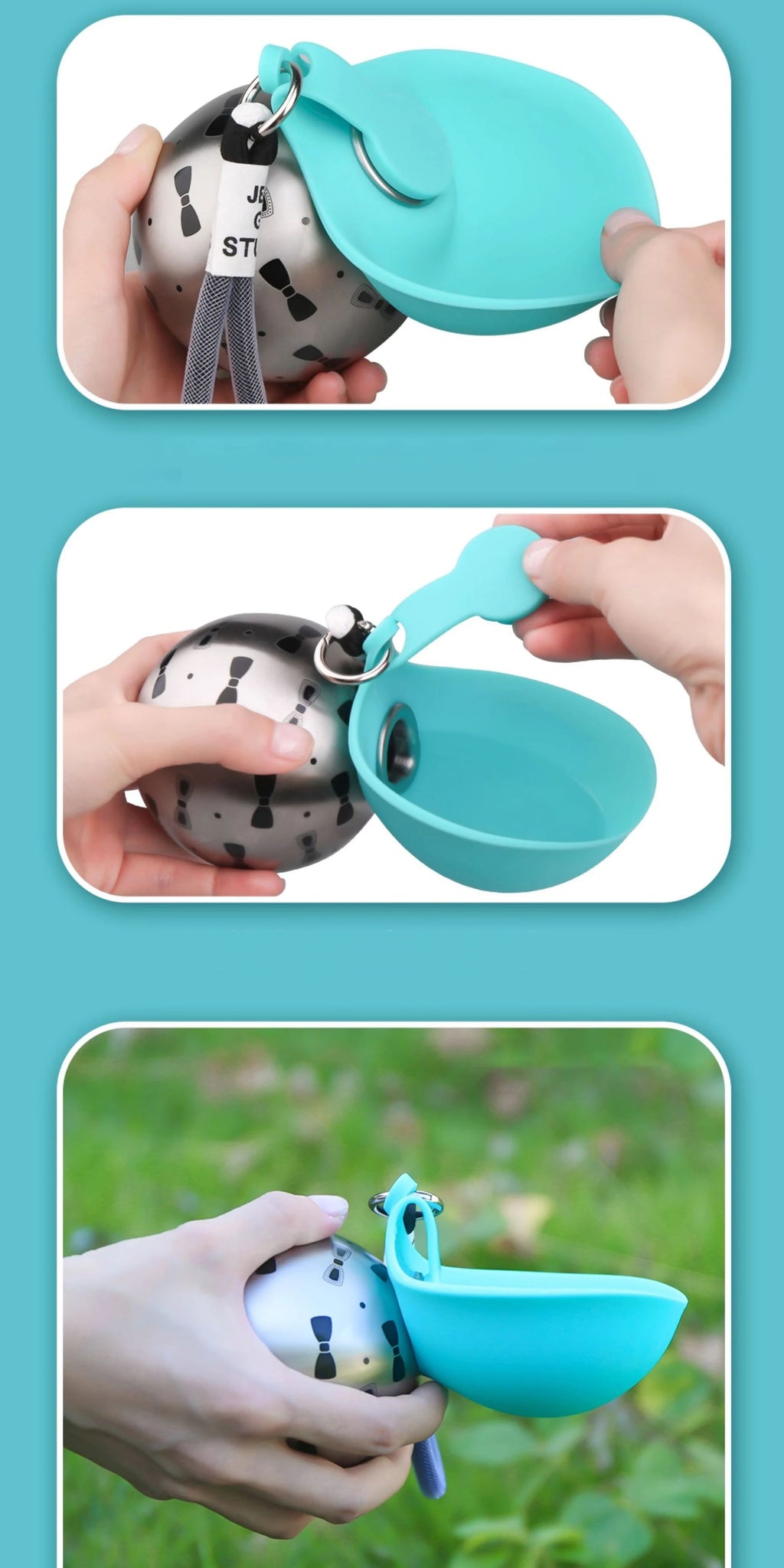 Portable Outdoor Pet Stainless Steel Water Cup