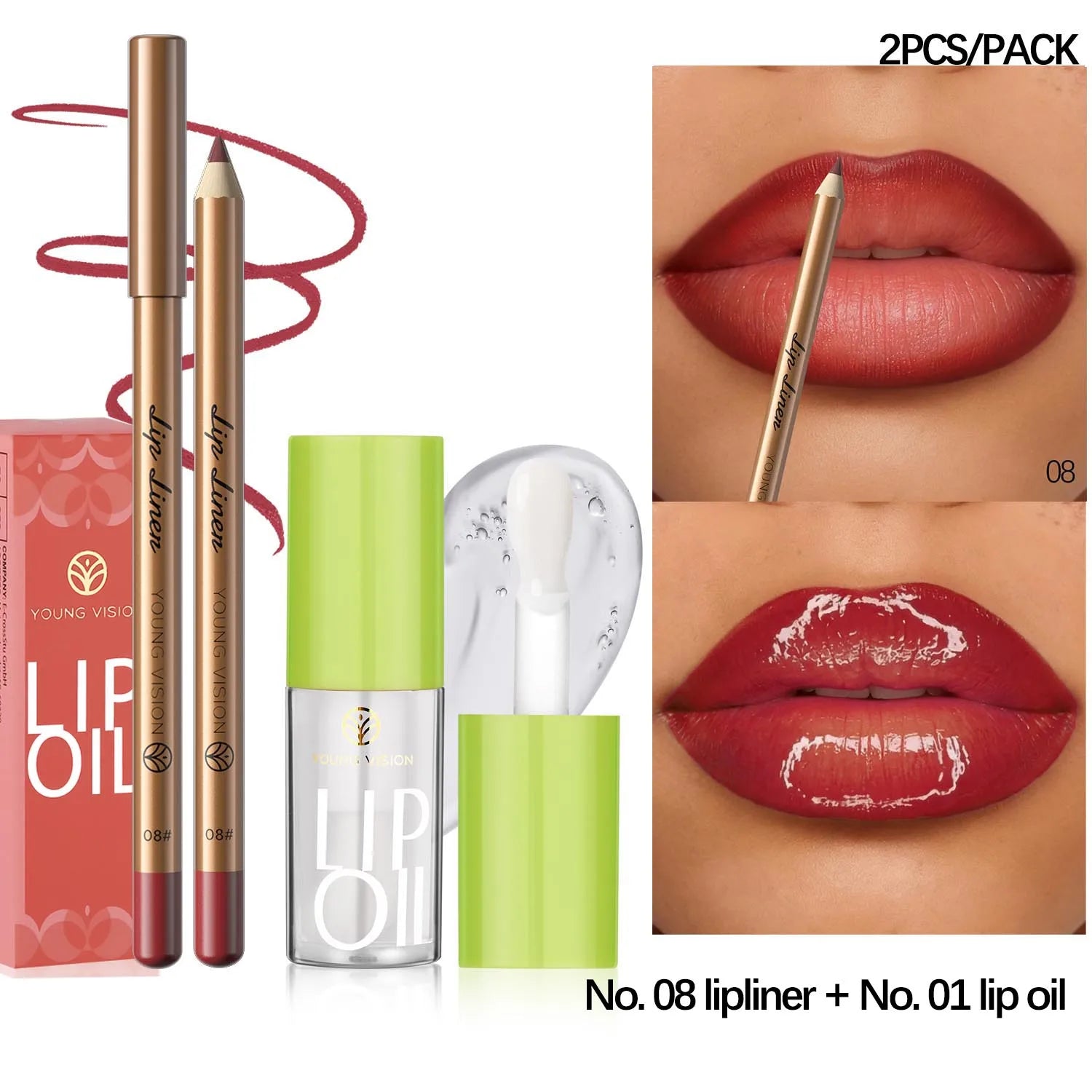 USHAS' 12 Color Lip Liner + LIPSTICK Nude lipstick