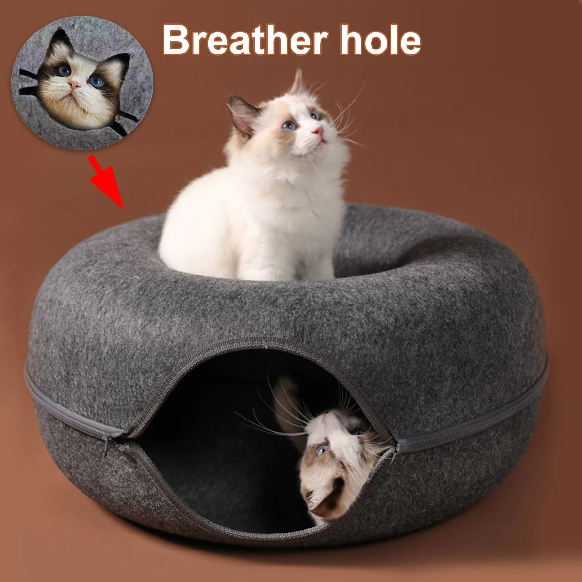 Donut Cat Bed Interactive Tunnel