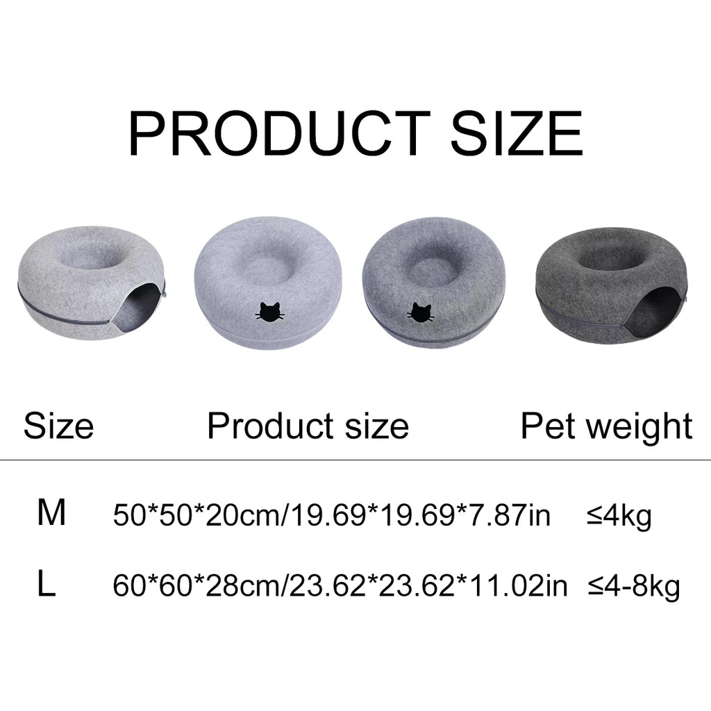 Donut Cat Bed Interactive Tunnel