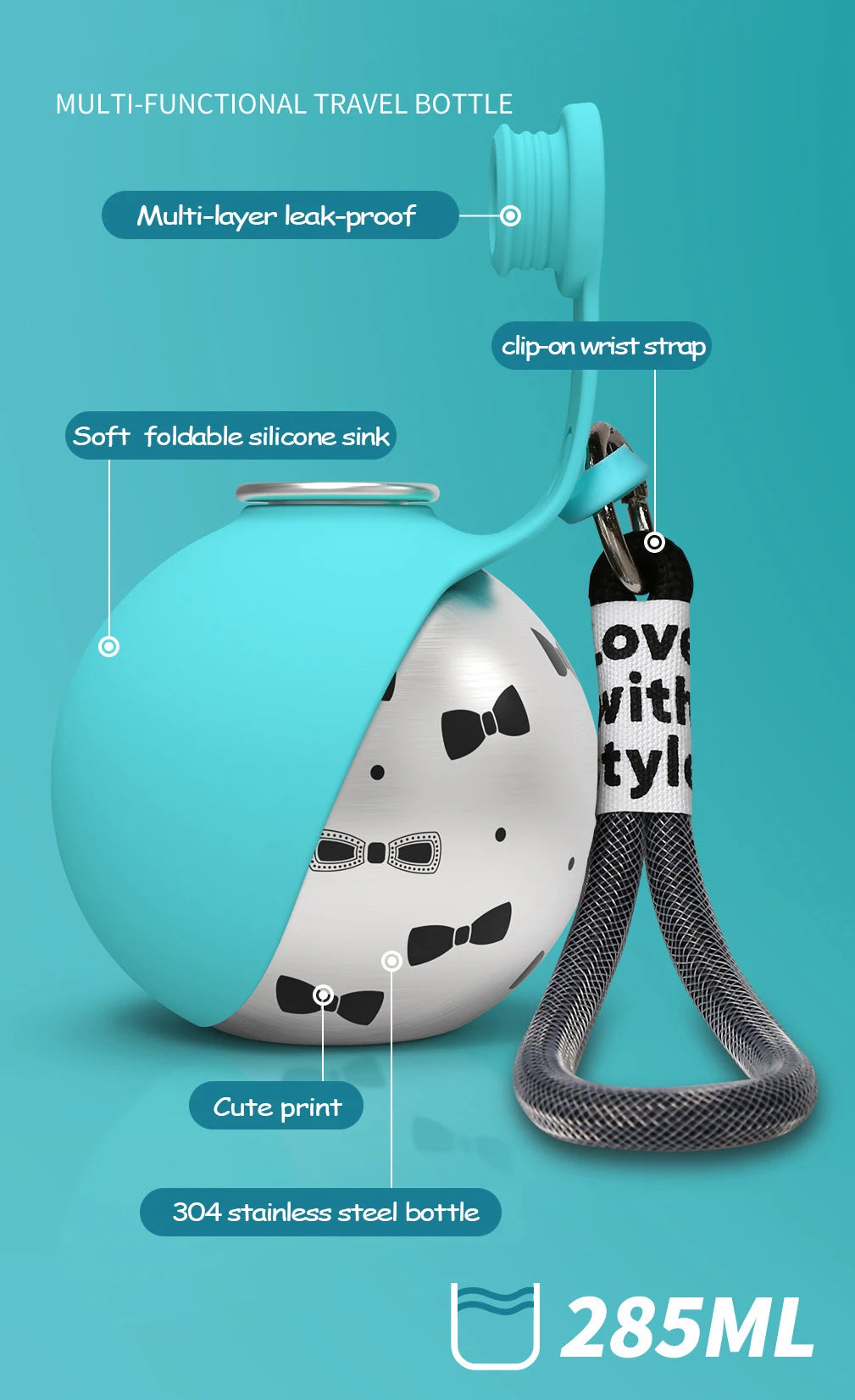 Portable Outdoor Pet Stainless Steel Water Cup