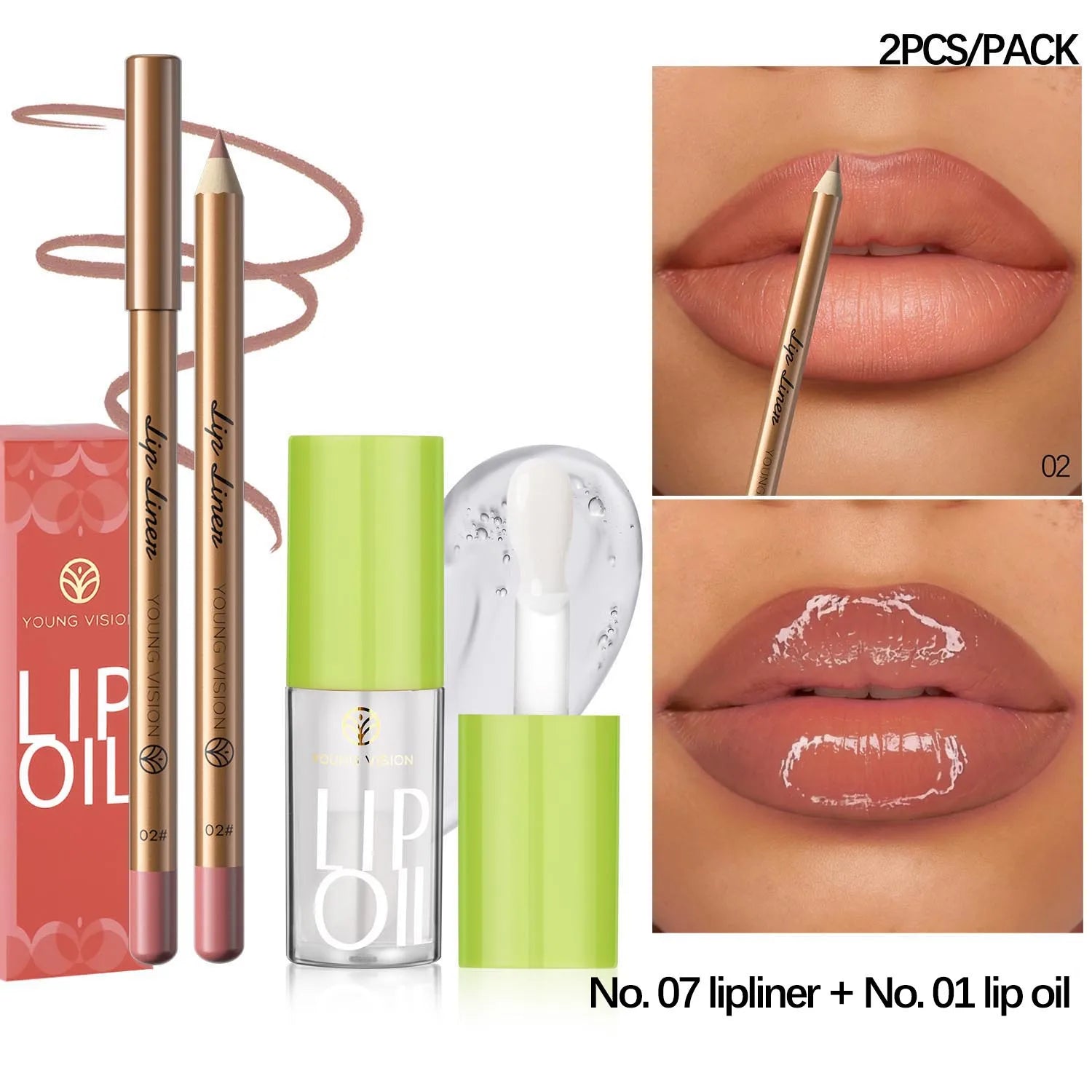 USHAS' 12 Color Lip Liner + LIPSTICK Nude lipstick