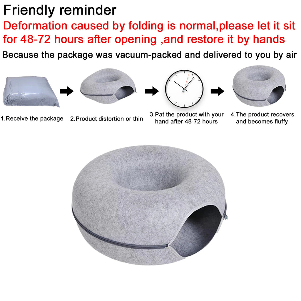 Donut Cat Bed Interactive Tunnel