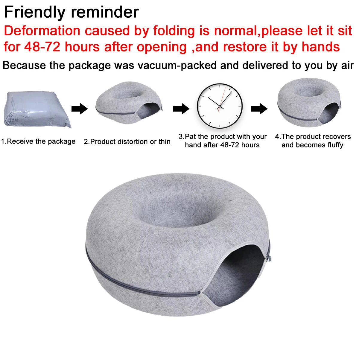 Donut Cat Bed Interactive Tunnel