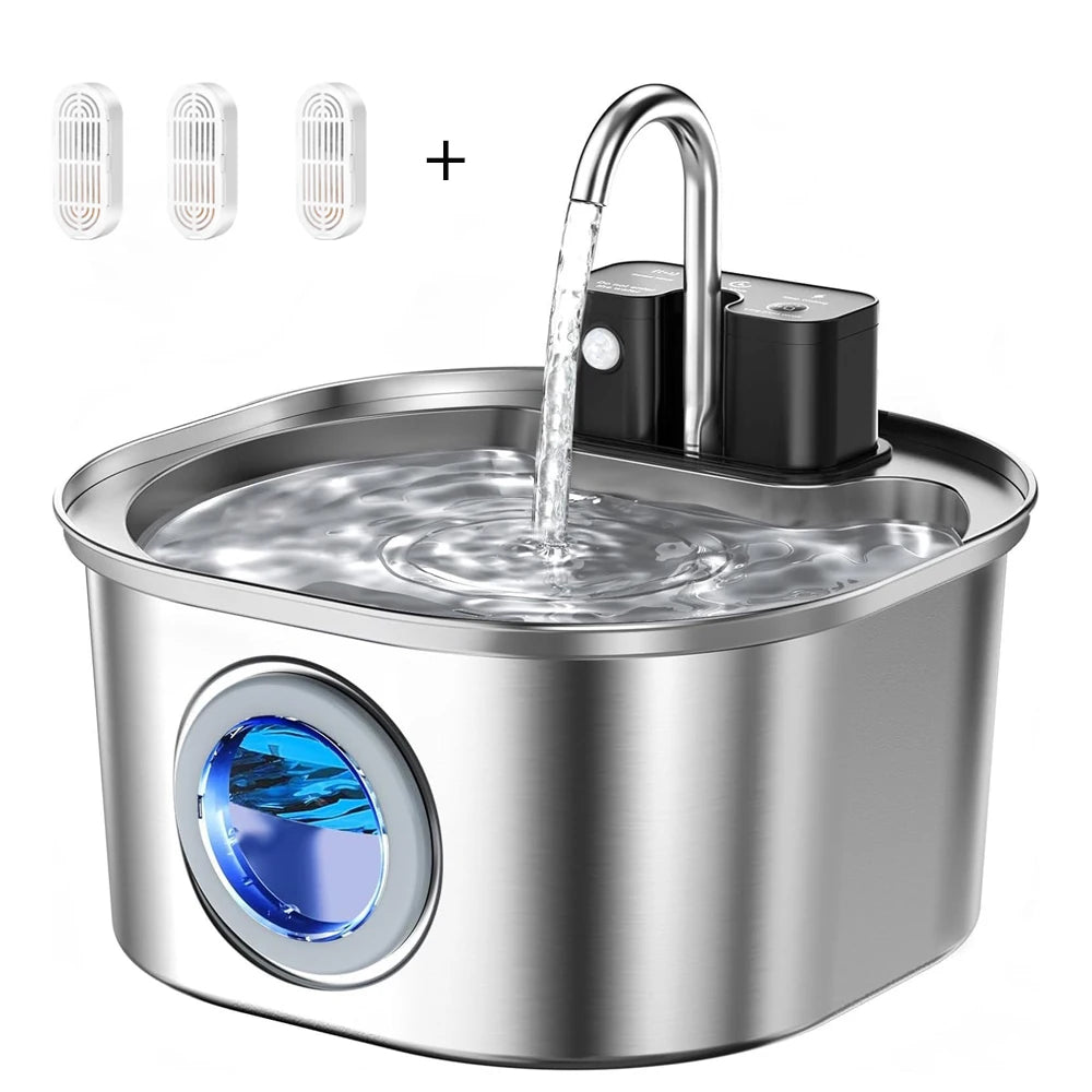 3L Stainless Steel Wireless Cat Water Fountain