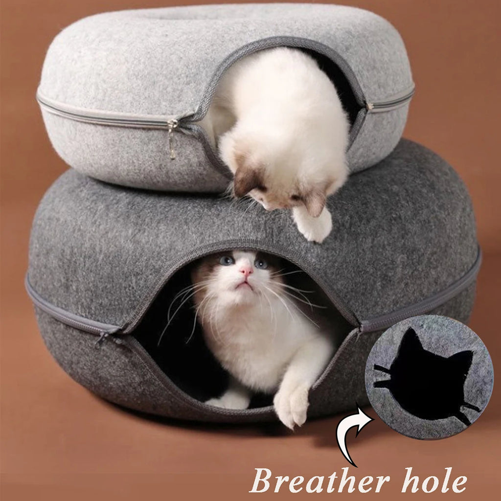 Donut Cat Bed Interactive Tunnel