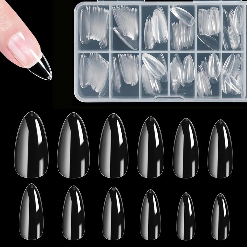 Almond False Nail Tips Clear Matt Soft