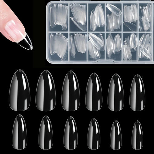 Almond False Nail Tips Clear Matt Soft