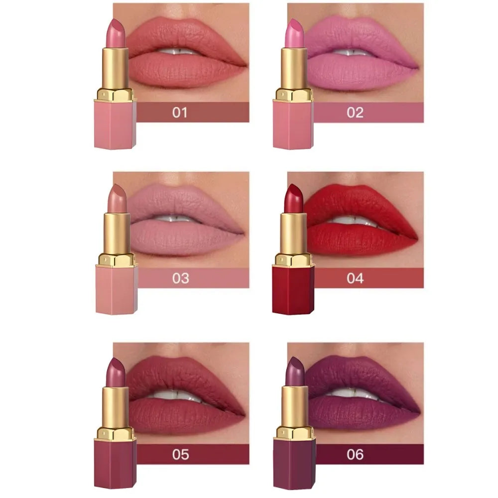 6-Color Matte Lipstick Set Long-Lasting Velvet Finish