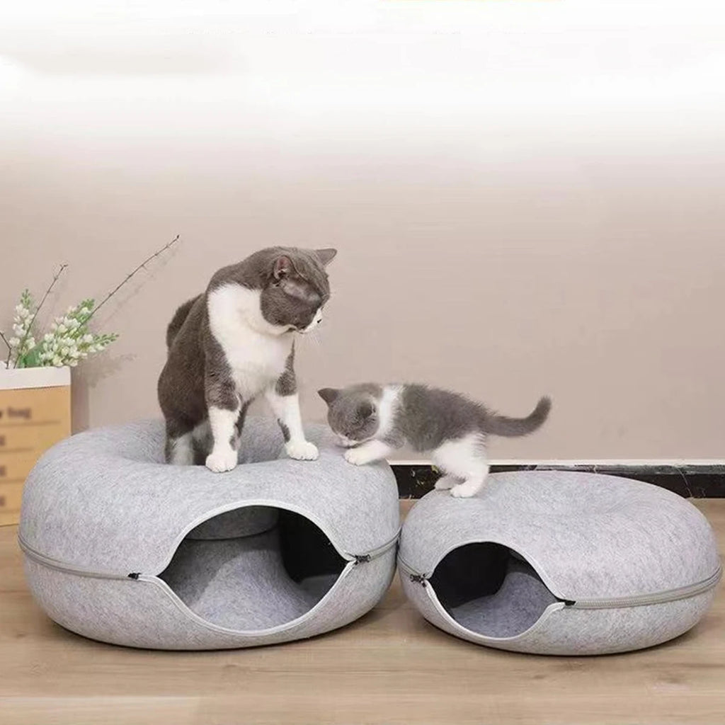 Donut Cat Bed Interactive Tunnel