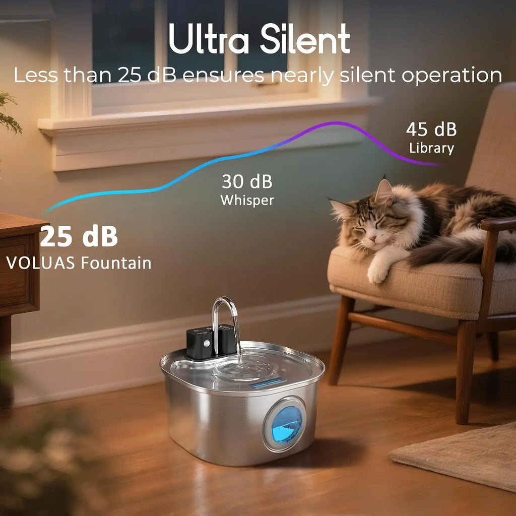 3L Stainless Steel Wireless Cat Water Fountain